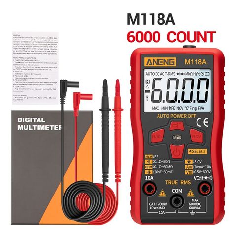 Mini multimètre numérique M118A, testeur intelligent, Auto Mmultimetro True Rms, compteur de transistor avec données NCV, 6000 points, lampe de poche ► Photo 1/6