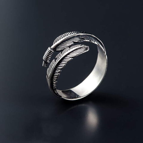 Réel 925 en argent sterling plume anneaux pour les femmes bague de mariage anillos mujer de plata 925 bijoux en argent sterling ► Photo 1/6