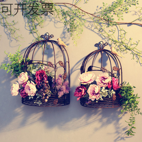 Fer demi oiseau Cage tenture murale support de fleurs ornements de mariage décoration murale balcon extérieur maison pendentif accessoires de photographie ► Photo 1/6