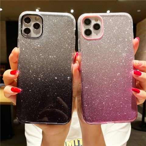 Étui de téléphone à paillettes couleur gelée dégradé pour Samsung Galaxy A50 A20 A30S A21 A41 A51 A71 S8 S9 S10 S20 Note 10 Plus couverture époxy ► Photo 1/6