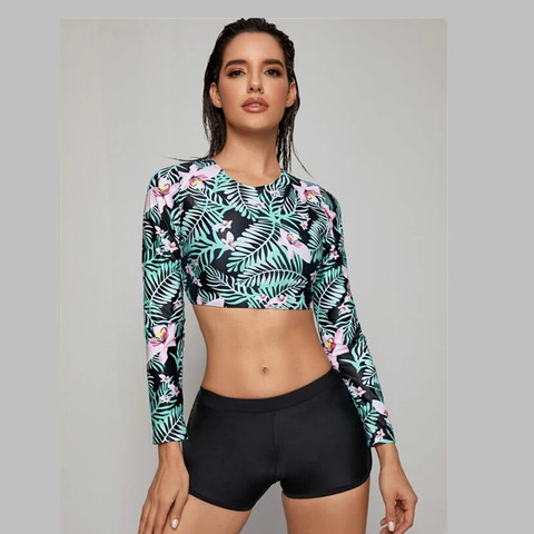 Sexy Rashguard manches longues maillot de bain femmes bikini 2022 mujer biquini exy maillot de bain bikini plisado plage vêtements body mai ► Photo 1/6