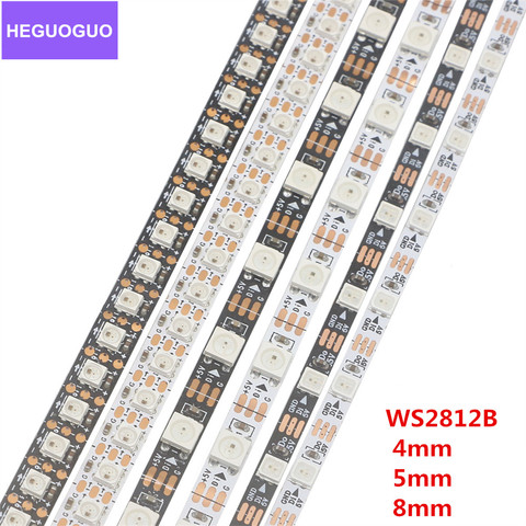 Bande lumineuse LED adressable, DC5V, blanc et noir, PCB WS2812B Pixel, 4mm 8mm 3535 5mm 5050 RGB 60/144 diodes/m WS2812, lumière numérique, couleur de rêve ► Photo 1/6