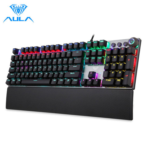 Clavier mécanique de jeu d'aula F2088 commutateur bleu brun a câblé le clavier rétro-éclairé de mélange 104 touches Anti-image fantôme pour le PC de bureau de joueur ► Photo 1/6
