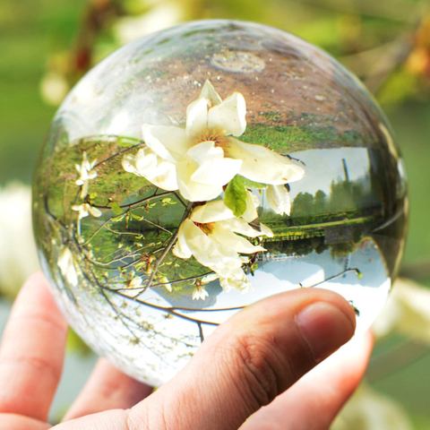Boule de cristal de 80/100/110mm | Boules rondes claires en verre naturel, boules décoratives pour prendre des photos avec des voyages ► Photo 1/6