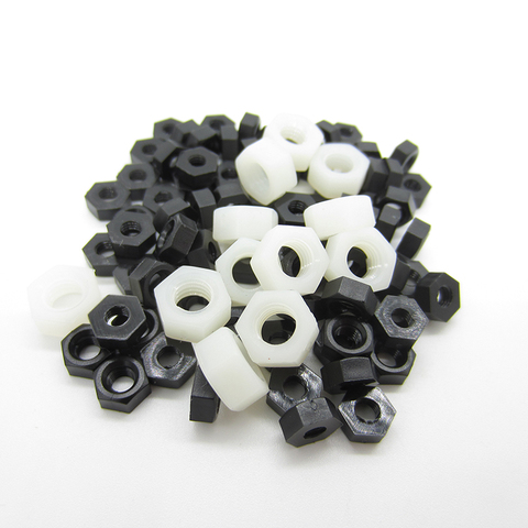 Écrou hexagonal en plastique hexagonal en Nylon noir/blanc, 50/20 pièces, DIN934 M2 M2 M2.5 M3 M4 M5 M6 M8 M10 M12 ► Photo 1/3