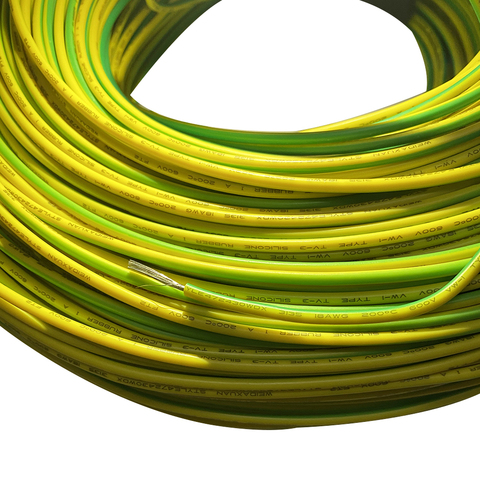 Fil de terre en Silicone | Fil de terre, spécial doux et résistant aux hautes températures UL3135 14 / 18AWG fil électrostatique bicolore jaune et vert ► Photo 1/6