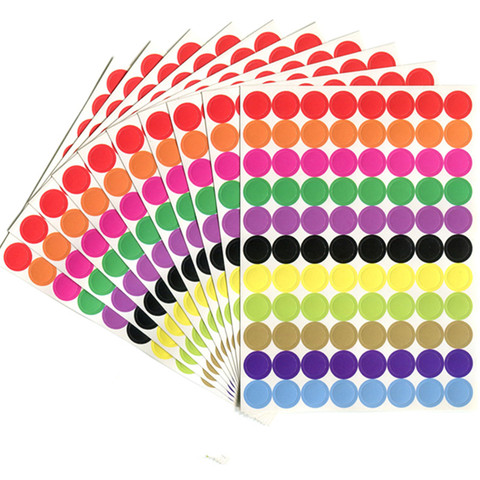 880 pièces/10 feuilles rondes Spot cercles étanchéité Stiker papier étiquettes colorées Dot autocollants adhésif paquet étiquette fête décoration ► Photo 1/6