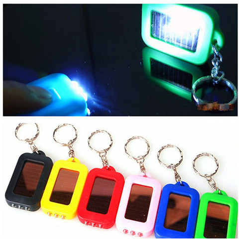 Mini Portable énergie solaire 3 lumière LED porte-clés lampe de poche porte-clés torche lampe de Camping en plein air outil d'éclairage de secours outils de survie ► Photo 1/6