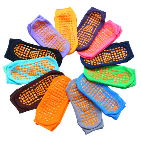 Chaussettes Trampoline pour femmes, chaussettes de sport en coton, antidérapantes, pour adultes et enfants, 12 paires/lot, massage des pieds ► Photo 1/6