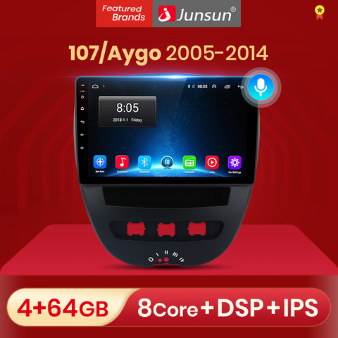 Junsun – autoradio V1 pro, Android 10, 2 go/32 go, GPS, dvd, lecteur multimédia vidéo, pour voiture PEUGEOT 107, citroën C1, Toyota Aygo (2005 – 2014) ► Photo 1/6