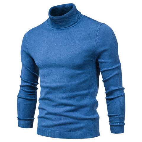 Pull col roulé chaud et slim pour hommes, costume épais décontracté à couleur unie, nouveauté hiver ► Photo 1/6