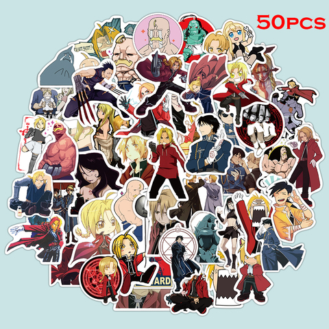 50 pièces japon Anime Fullmetal alchimiste autocollant pour bagages ordinateur portable Skateboard voiture vélo sac à dos autocollant Pegatinas jouet autocollants ► Photo 1/6