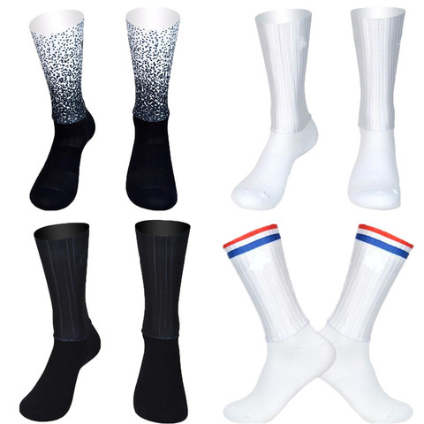 Chaussettes de cyclisme antidérapantes en Silicone sans couture, respirantes pour hommes et femmes, pour l'été ► Photo 1/5