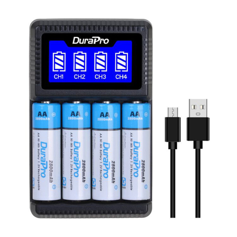 DuraPro AA AAA Ni-MH ni-cd batterie Rechargeable ensemble de chargeur pour aa aaa calculatrice lecteur MP3, télécommande, jouets, haut-parleur, appareil photo ► Photo 1/6