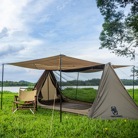 Tente de Camping de retraite OUTBACK OneTigris 4-abri Double avec poteaux de tente pour buissonniers et survivalistes chasse randonnée ► Photo 1/6