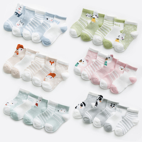 5 paires/lot 0-2Yrs bébé chaussettes été maille coton dessin animé Animal enfants chaussettes filles mignon nouveau-né garçon bambin chaussettes bébé accessoires ► Photo 1/6