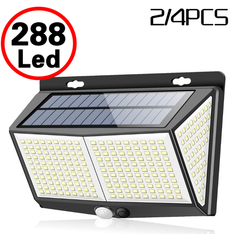 288 lampadaire solaire LED capteur de corps humain IP65 lumière extérieure automatique ajuster luminosité jardin réverbère ► Photo 1/6