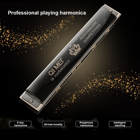 Harmonica de compétition en acier inoxydable, 28 trous, instrument de musique pour débutant, Style Jazz ► Photo 1/6