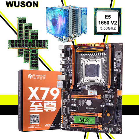 HUANANZHI – carte mère X79 avec emplacement M.2, processeur Intel Xeon E5 1650 V2 avec refroidisseur RAM 16G(4x4G) REG ECC, en vente ► Photo 1/6