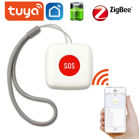 Capteur d'alarme pour personnes âgées, interrupteur d'alarme, étanche, interrupteur d'urgence, fonctionne avec TUYA ZigBee hub et application Smartlife ► Photo 1/5