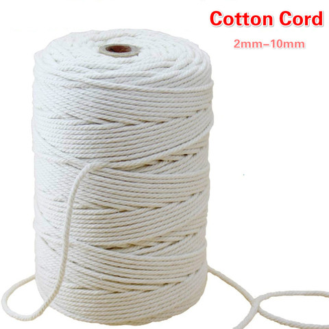 Corde en coton Beige tressé, 3mm-10mm, cordon rond en macramé naturel, pour bricolage, accessoires de mariage faits à la main ► Photo 1/6