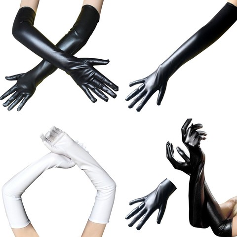 1 paire Punk gants Cosplay Costumes accessoire Sexy Faux cuir brillant Long Latex gant Sexy Hip-pop Jazz tenue mitaines Culb Wear ► Photo 1/6