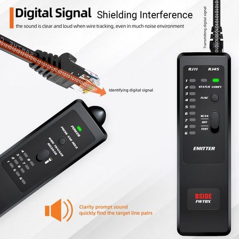 BSIDE FWT8X Toner de câble réseau double Mode RJ45, traceur précis Ethernet LAN LAN, analyseur, détecteur de lignes ► Photo 1/6