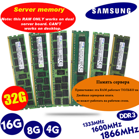 SAMSUNG – RAM DDR3 ECC REG pour serveur, 16/8/4 go, PC3-10600R/1866/1600/1333Mhz, 2RX4 1066 12800R 14900R ► Photo 1/6