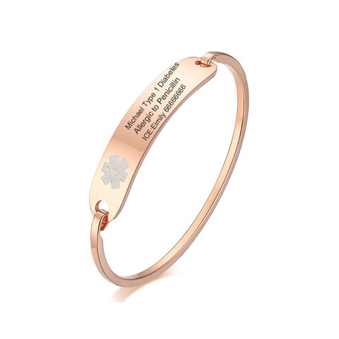 Bracelet de rappel d'urgence d'alerte médicale de glace personnalisée gratuite pour les femmes hommes épilepsie du diabète ► Photo 1/6