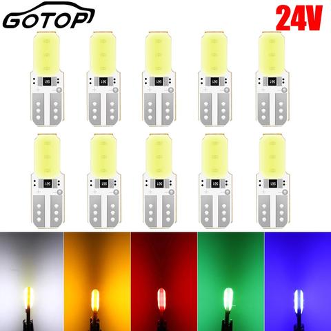 10 pièces T10 Led ampoule W5W 194 168 2SMD COB DC 24V LED cale ampoule lampe intérieur côté tableau de bord licence lumière voiture style 24V ► Photo 1/6