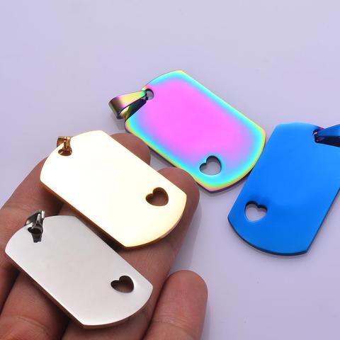 10 pièces, ID militaire en acier inoxydable, vente en gros, 5 couleurs, nom blanc, étiquettes d'identification de chien, pendentif Rectangle bijoux collier ► Photo 1/5