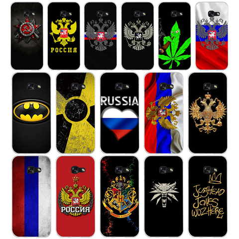 63AA drapeau russe emblème national Silicone souple housse de téléphone pour Samsung A3 A5 A7 A8 2016 2017 2022 A50 ► Photo 1/6