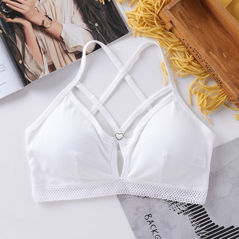 Sexy V profond coton soutiens-gorge pour femmes dentelle soutien-gorge sans fil femme brassière sous-vêtements sans couture intimes pousser Lingerie ► Photo 1/6