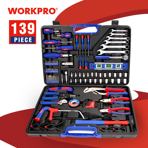 WORKPRO 139PC accueil outils ménage outil ensemble tournevis ensemble pinces douilles clé à molette ► Photo 1/6