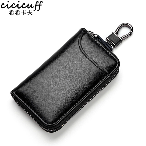 Porte-clés unisexe en cuir véritable, sac à clés multifonctionnel, porte-monnaie intelligent de femme de ménage, petit porte-clés de voiture, pochette à clés ► Photo 1/6