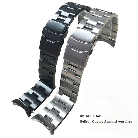 Bracelet de montre pour hommes, en acier inoxydable, boucle pliante, 20, 22mm, ceinture de remplacement pour Seiko Casio, armi Tissot Citizen ► Photo 1/6