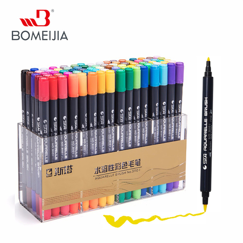 STA 80 couleurs Double tête artiste Soluble couleur croquis marqueur pinceau ensemble de stylos pour dessin conception peintures Art marqueur fournitures ► Photo 1/6