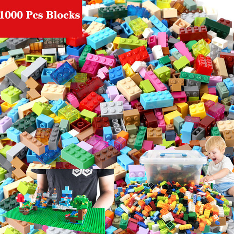 Blocs de construction pour enfants, 1000 pièces, ville, bricolage créatif, briques compatibles inglys, plaque de Base en vrac, jouet éducatif ► Photo 1/6