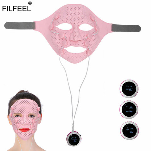 3D Silicone masque Facial électrique EMS V visage masseur Anti-rides aimant Massage visage levage minceur Machine ► Photo 1/6