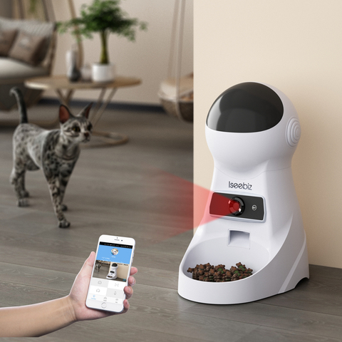 Distributeur Croquette Automatique Iseebiz Distributeur Automatique de Nourriture 4 Repas Enregistrement Sonore 10 Secondes pour Chats/Chiens Petite Moyenne ► Photo 1/6