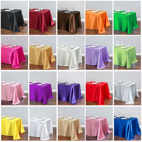 1 pièces Rectangle Satin nappe Table superpositions mariage décoration Banquet Table à manger couverture nouvel an noël nappe ► Photo 1/6