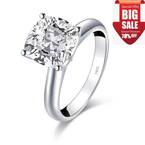 LESF mode 3.0 CT coussin coupe Solitaire bague 925 en argent Sterling fiançailles brillant SONA pierre mariage argent anneaux ► Photo 1/6