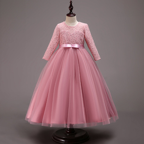 Robe de soirée pour filles en Tulle, tenue de soirée de première Communion, motif floral, longue découpe de fleurs, pour enfants ► Photo 1/6