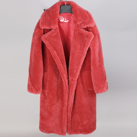 2022 mode femmes vêtements hiver vestes laine naturelle en peau de mouton Long ours en peluche manteau chaud et décontracté ► Photo 1/6