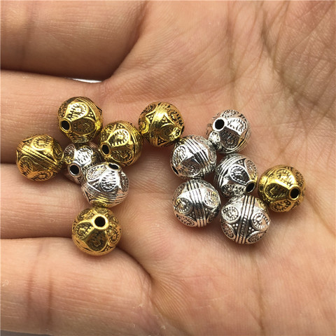 Perles rondes perforées en lotus, 8mm/10mm, pour la fabrication de bijoux, de colliers de bracelet faits à la main, accessoires de prière, 15 pièces ► Photo 1/6