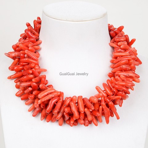 GG – bijoux charmant de 18 pouces! Collier corail Orange à 5 brins ► Photo 1/3
