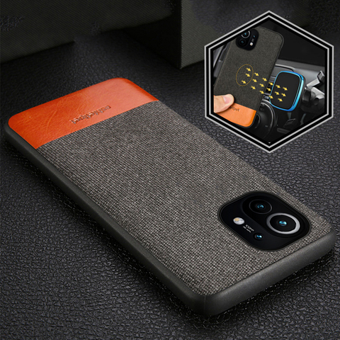 Coque antichoc en tissu pour xiaomi, étui d'affaires magnétique pour Mi 11, 10t, 10Ultra, 9SE, 9T, Redmi note 9, 9pro, 9s, 8, 7, 8T, 4X ► Photo 1/6