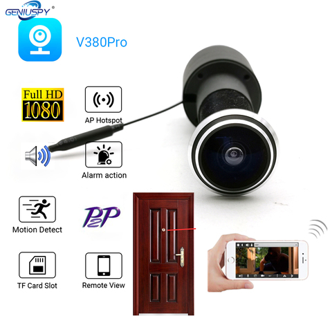 Caméra de Surveillance IP Wifi, V380 Pro, 180 degrés, Audio P2P, port SD, dispositif de sécurité domestique 1080P, œil, Peephole, porte ► Photo 1/6