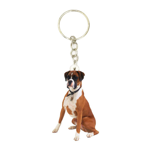 Acrylique allemand Boxer chien porte-clés animaux breloques chiens pas 3D porte-clés hommes voiture porte-clés anneau meilleurs amis cadeaux pour femmes dames ► Photo 1/3