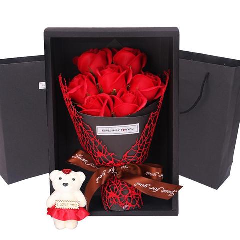Ourson de roses artificielles, 1 Bouquet de savons, cadeau d'anniversaire pour mariage ► Photo 1/6